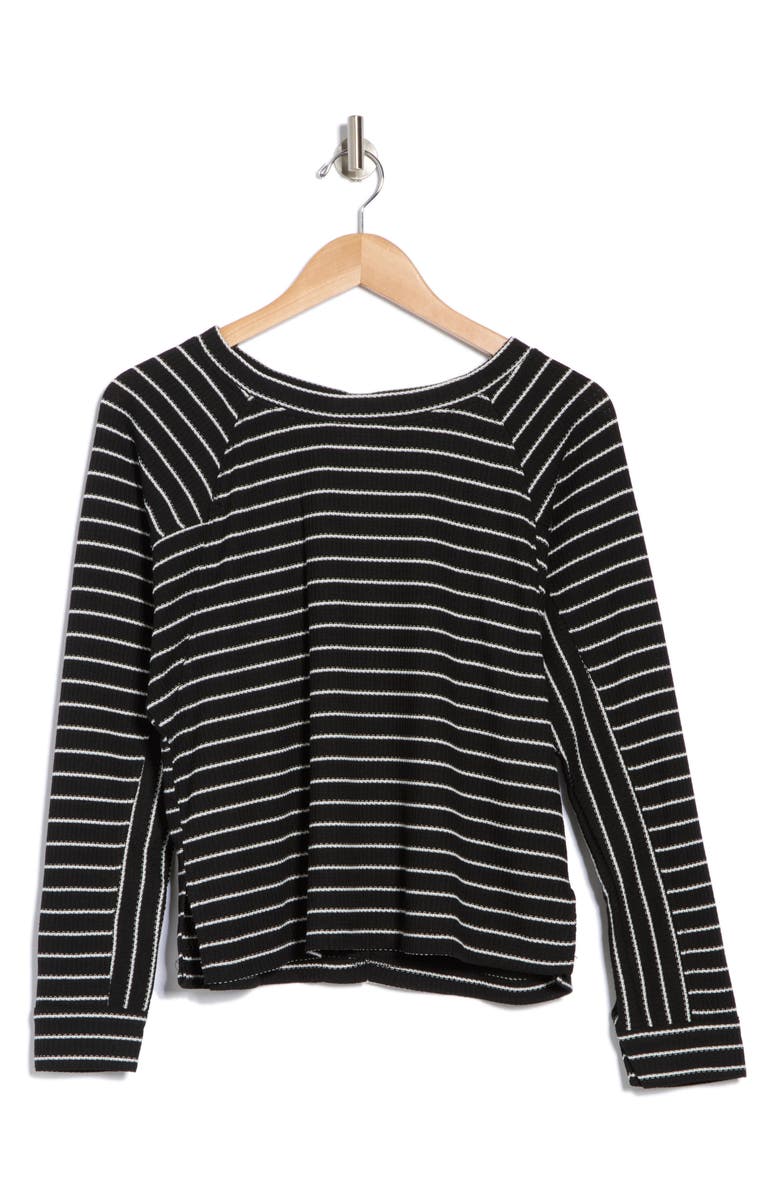 Adrianna Papell Stripe Long Sleeve Textured Knit Top, Alternate, color,