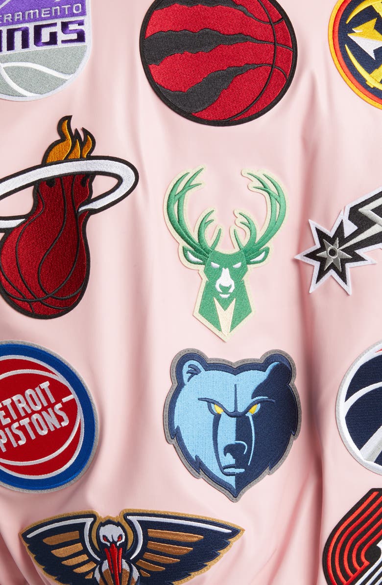 JEFF HAMILTON NBA Collage Faux Leather Jacket, Alternate, color, 