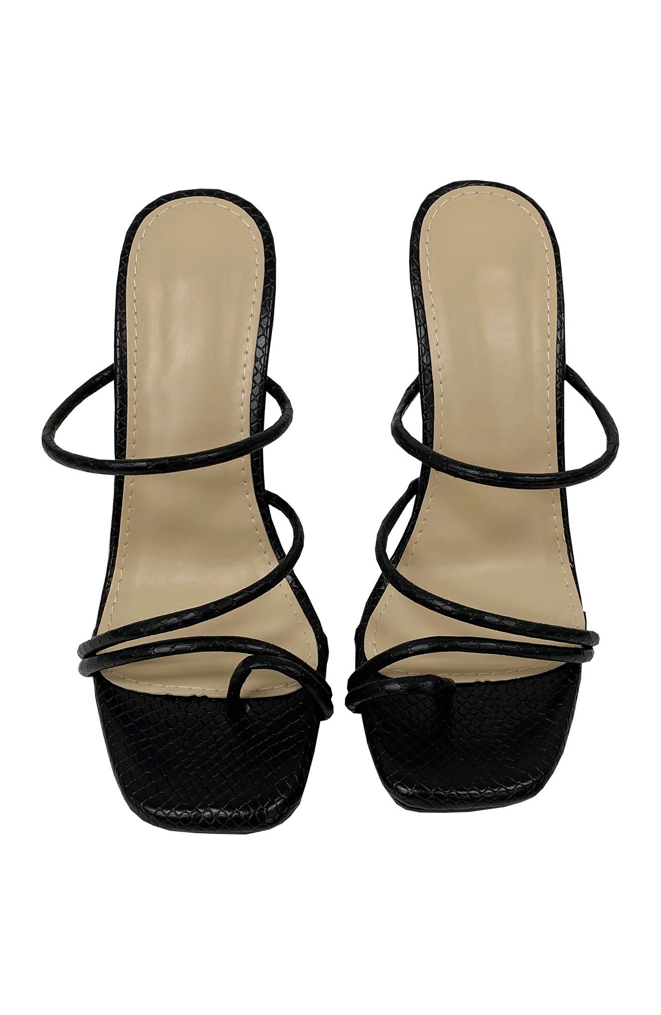 MIQUE Rachel Snakeskin Embossed Strappy Mule Sandal, Alternate, color, 