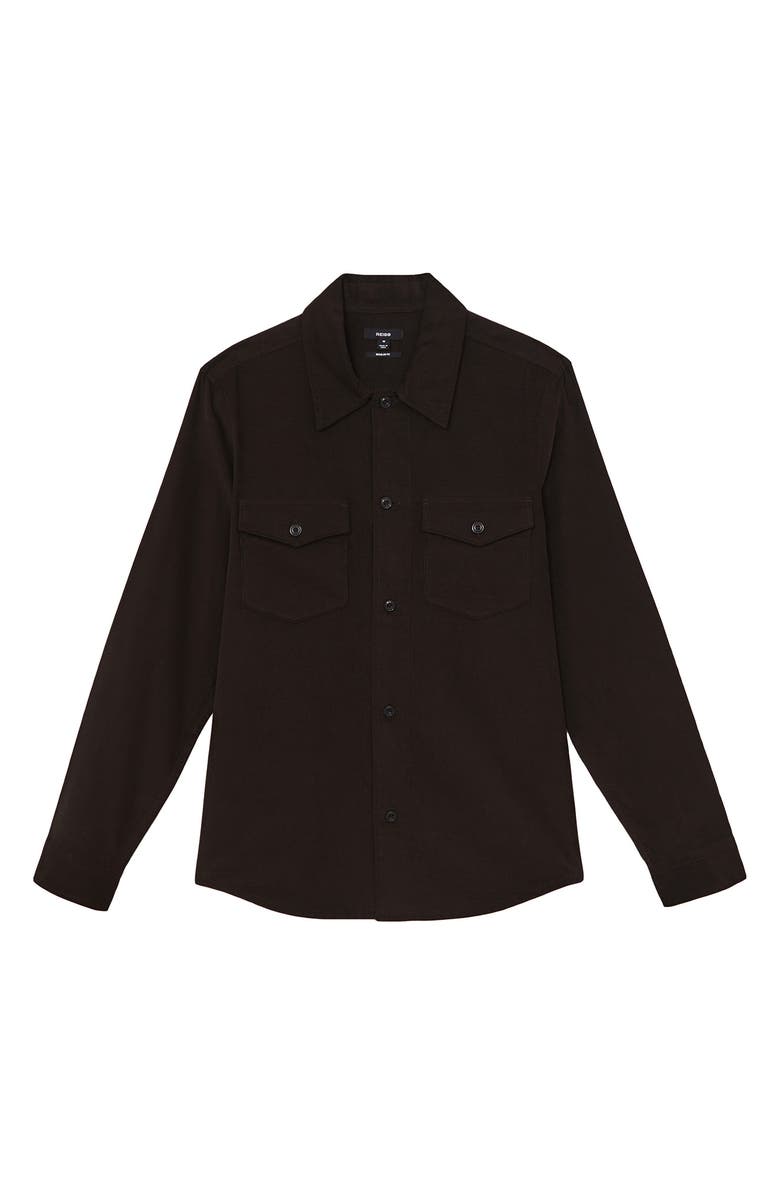 Reiss Kai Cotton Shirt Jacket, Alternate, color, Brown