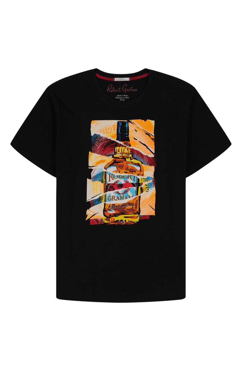 Robert Graham Whiskey Wisdom Short Sleeve Cotton Graphic T-Shirt, Alternate, color, Black