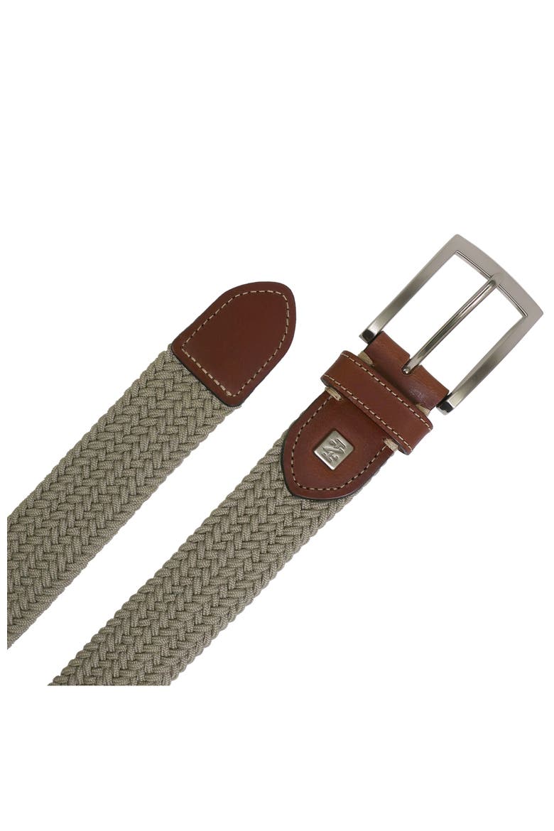 Stretch Braid with Full Grain Leather Tips, Alternate, color, Khaki