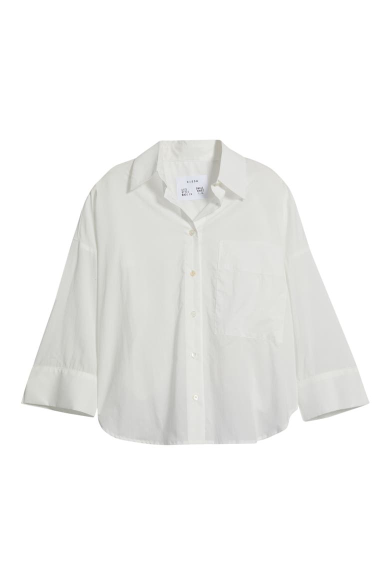 Three-Quarter Sleeve Cotton Shirt, Alternate, color, WHITE