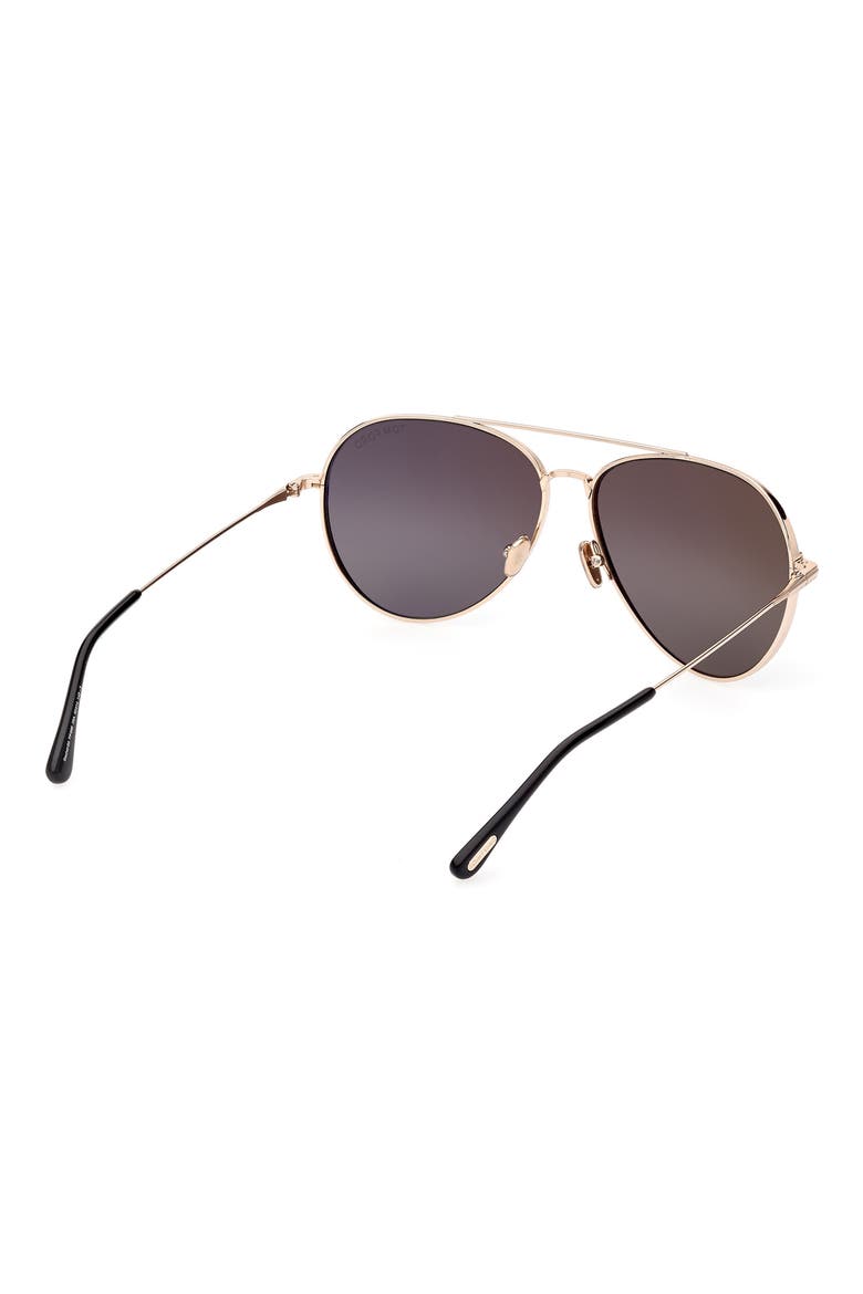 62mm Mirrored Pilot Sunglasses, Alternate, color, SHINY ROSE GOLD / SMOKE