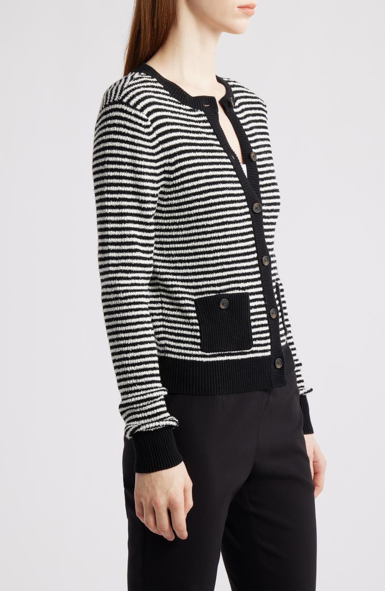 NIC+ZOE Textured Stripe Button Cardigan, Alternate, color, Black Multi