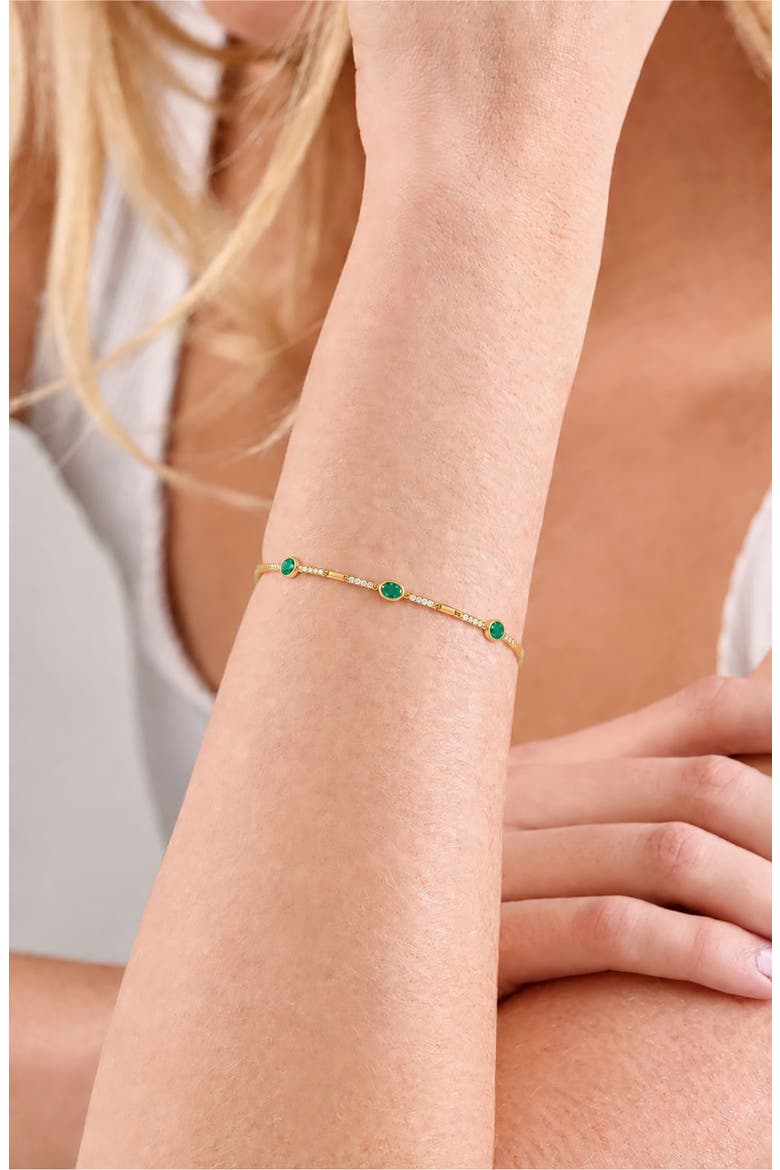El Mar 18k Gold Emerald and Diamond Station Bracelet, Alternate, color, 18K YELLOW GOLD