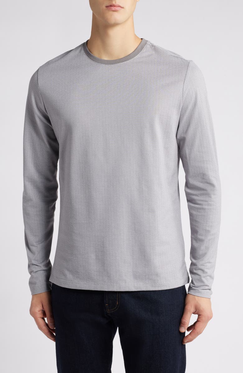 Robert Barakett Dunleath Geo Pattern Crewneck Top, Main, color, Grey