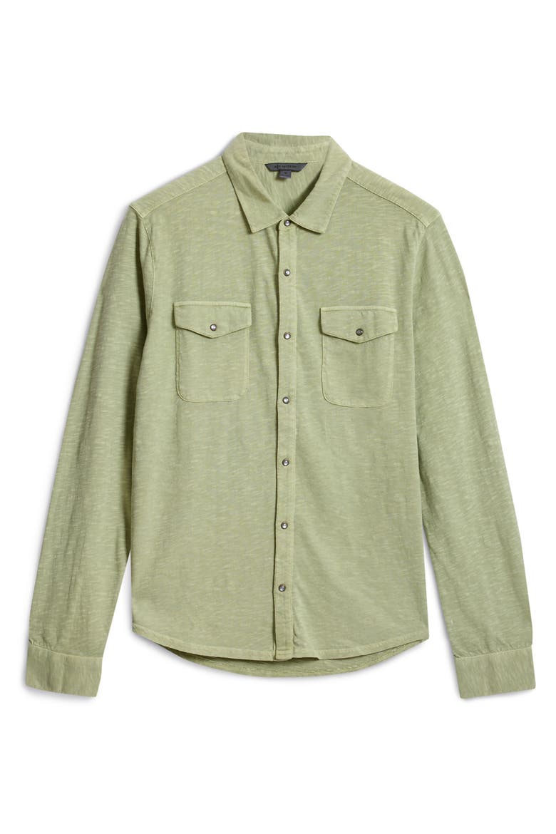 Avron Slub Organic Cotton Knit Snap-Up Western Shirt, Alternate, color, IVY