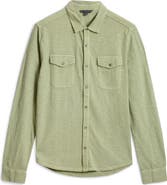 John Varvatos Avron Slub Organic Cotton Knit Snap-Up Western Shirt