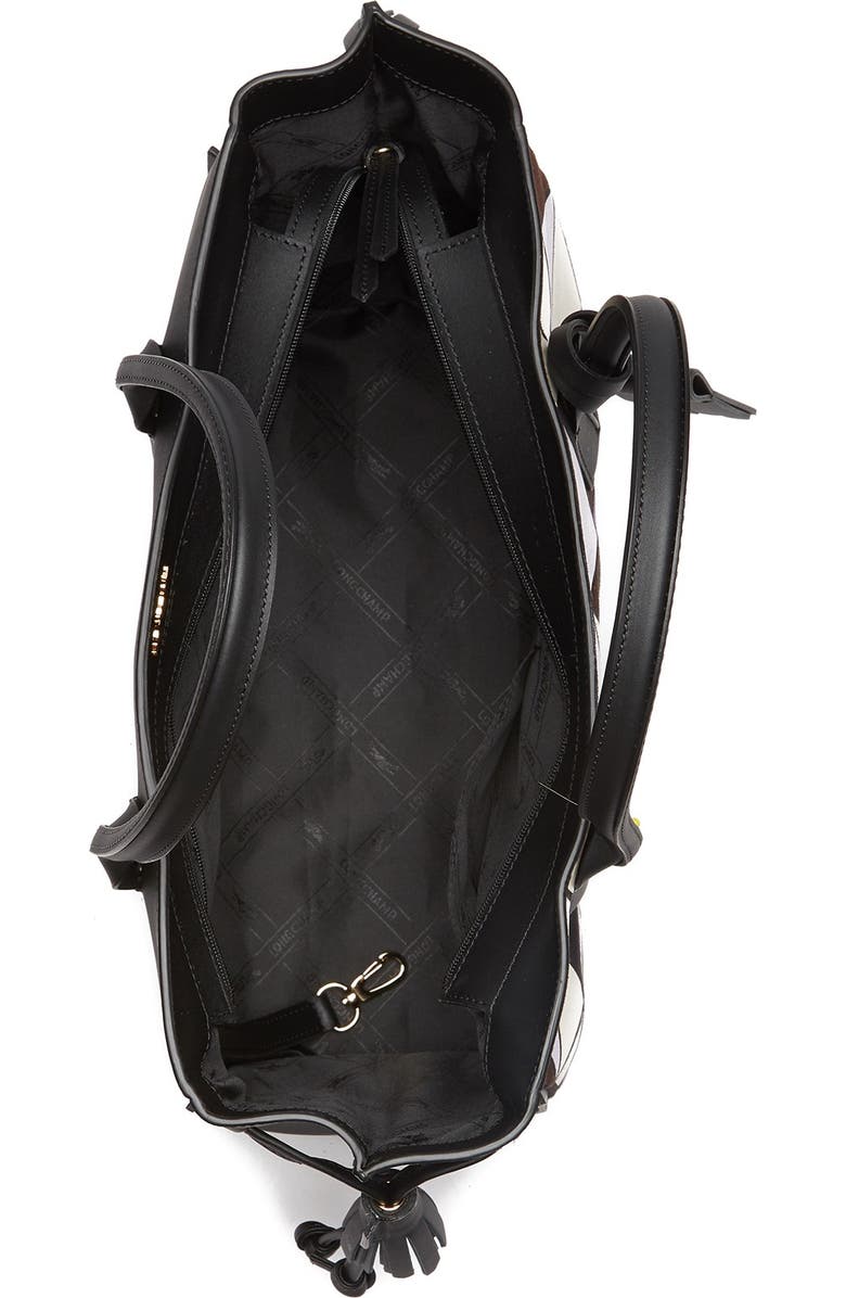 Longchamp Le Pliage Handle Leather Tote, Alternate, color, Amethyst