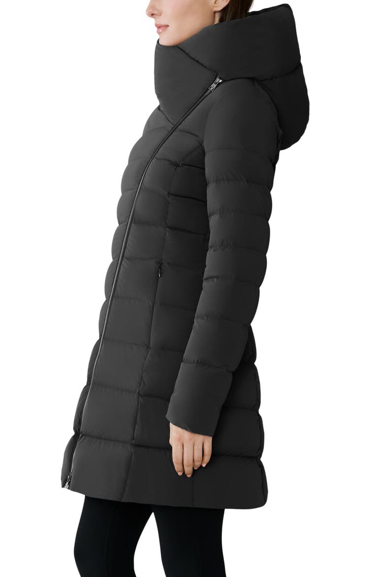 Judy Water Resistant 700 Fill Power Hooded Down Coat, Alternate, color, BLACK