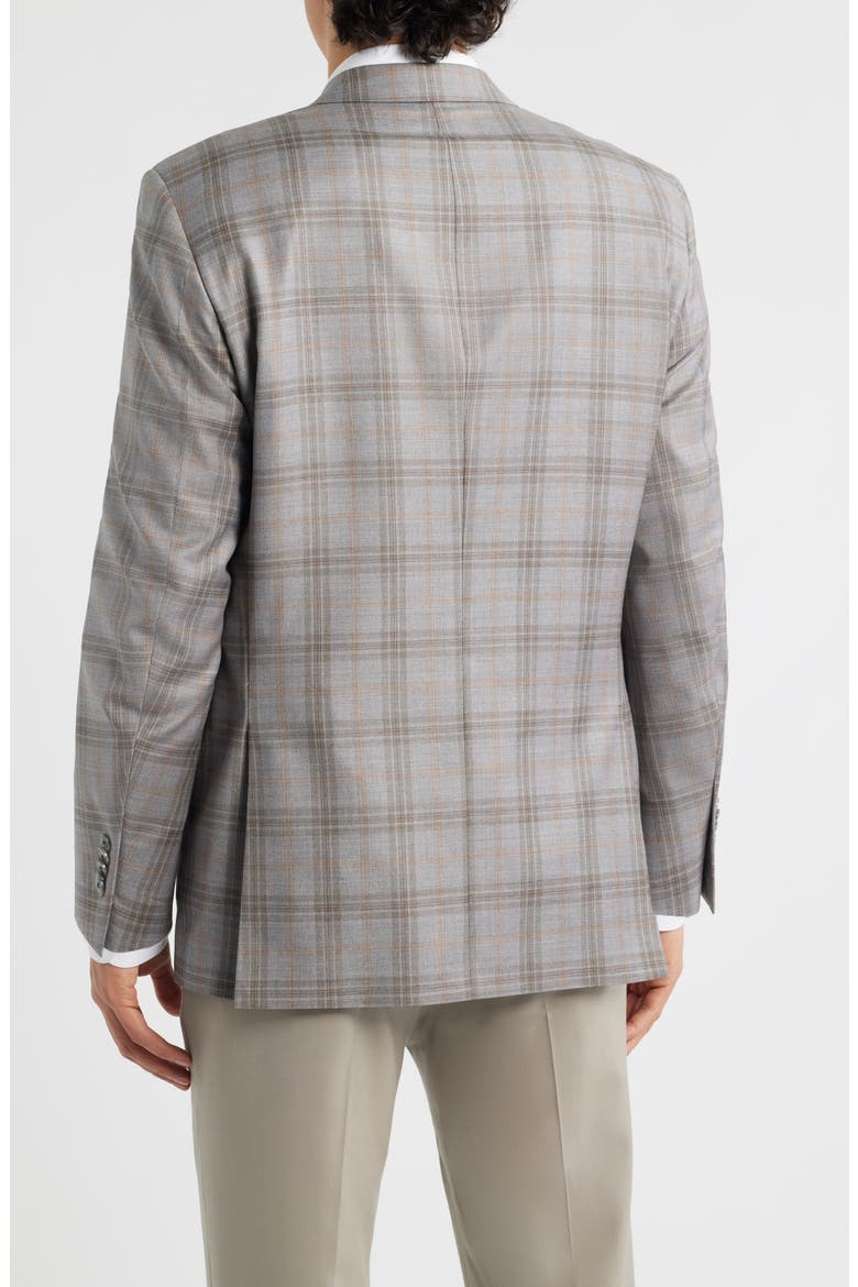 Flynn Classic Fit Light Grey & Brown Plaid Wool Sport Coat, Alternate, color, LIGHT GREY