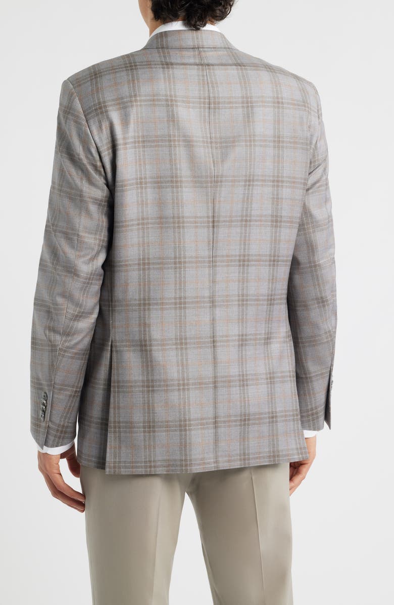 Peter Millar Flynn Classic Fit Light Grey & Brown Plaid Wool Sport Coat, Alternate, color, Light Grey