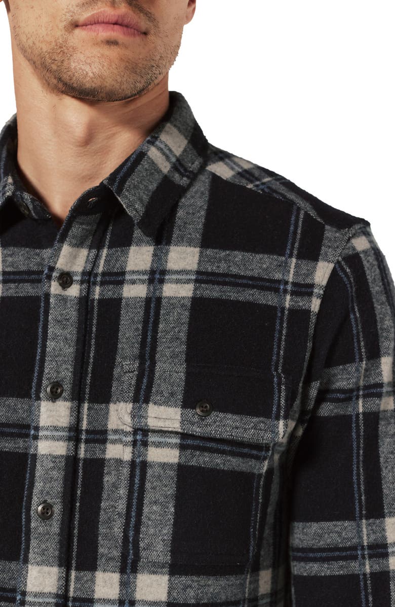 7 Diamonds Generation Plaid Stretch Flannel Button-Up Overshirt, Alternate, color, Navy