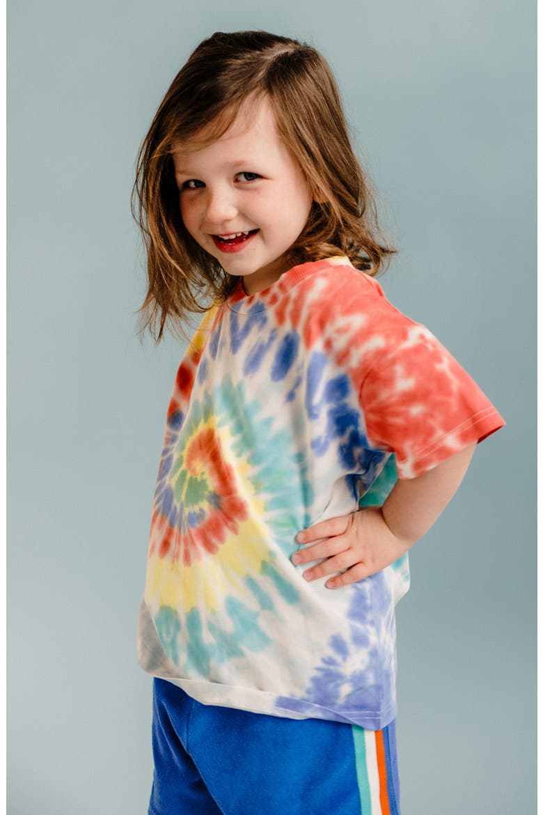 Kids' Tie Dye Cotton T-Shirt, Alternate, color, RAINBOW