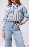 AZALEA WANG Jazella Embellished Denim Jacket