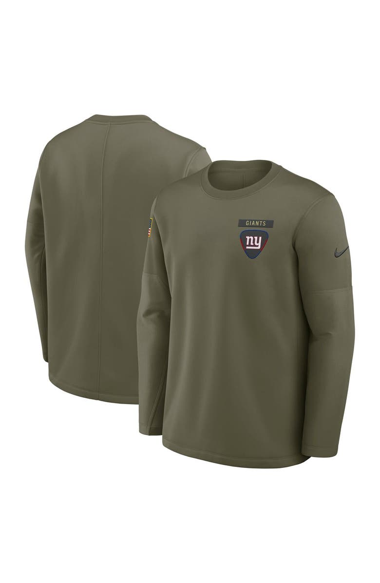 Nike Men's Nike Olive New York Giants 2025 Salute to Service Sideline Coaches Therma-FIT Long Sleeve Shirt, Main, color, Olive