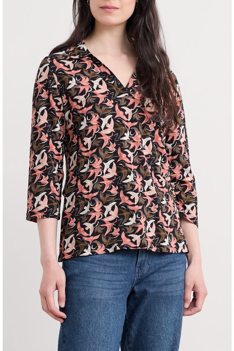 Wavecrest Print Organic Cotton Top, Main, color, SWOOPING BIRDS MIX