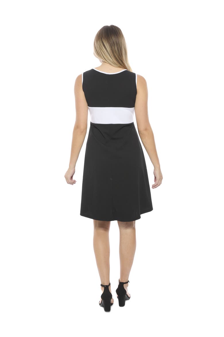 Womens Sleeveless Round Neck Knee Length Soft Flare A-Line Dress, Alternate, color, Black