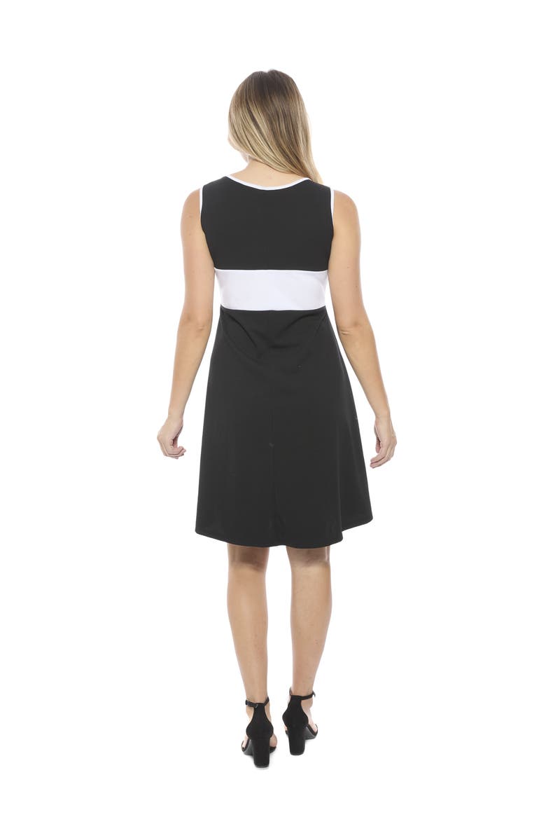 24seven Comfort Apparel Womens Sleeveless Round Neck Knee Length Soft Flare A-Line Dress, Alternate, color, Black