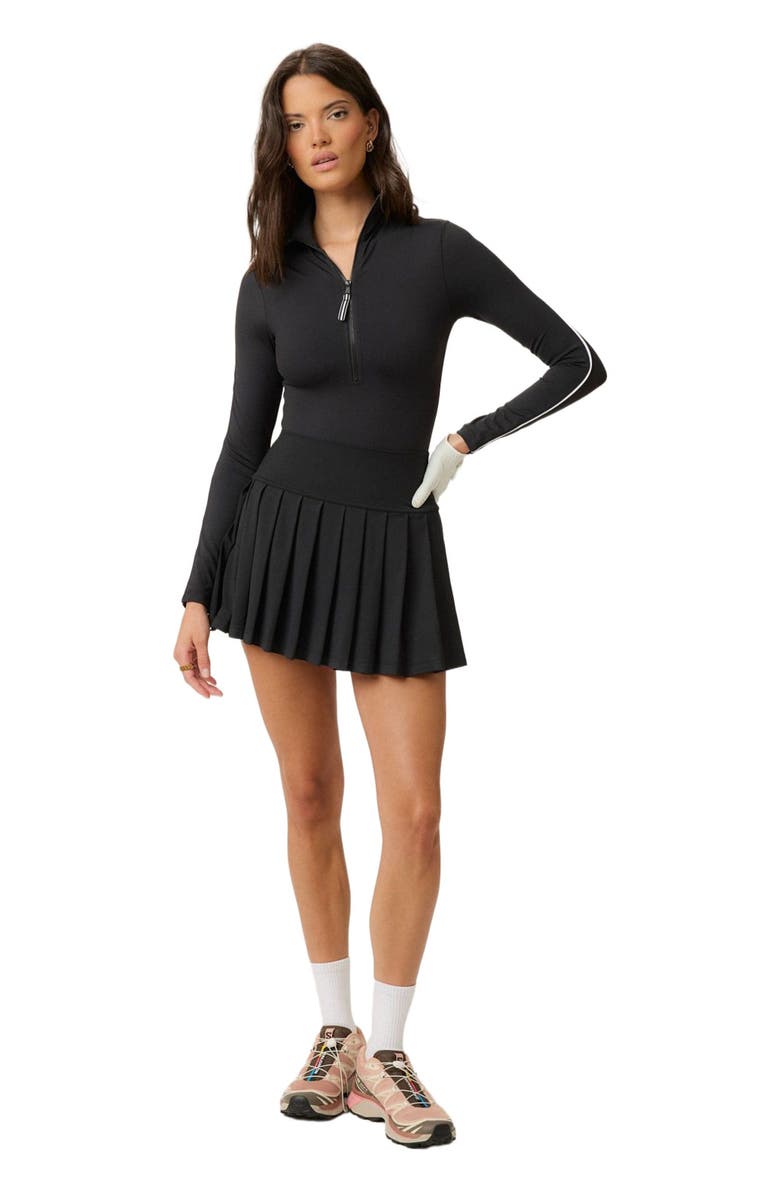 Goldie Byrd Long Sleeve Zip Front Bodysuit, Alternate, color, Black
