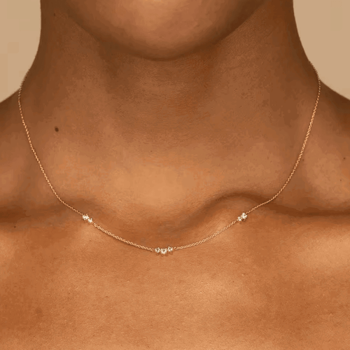 Hollywood Sensation Seraphima Elegant Necklace With Seven Round Cut Cubic Zirconia Stones In Gold
