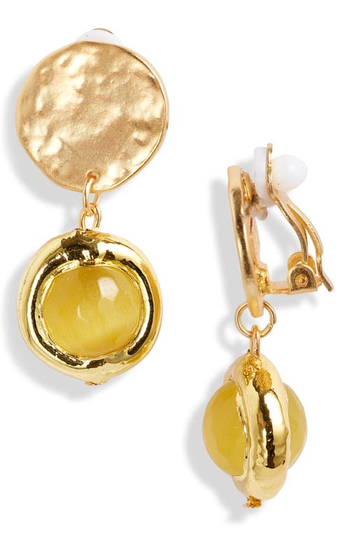 Karine Sultan Crystal Clip-On Drop Earrings in Gold 