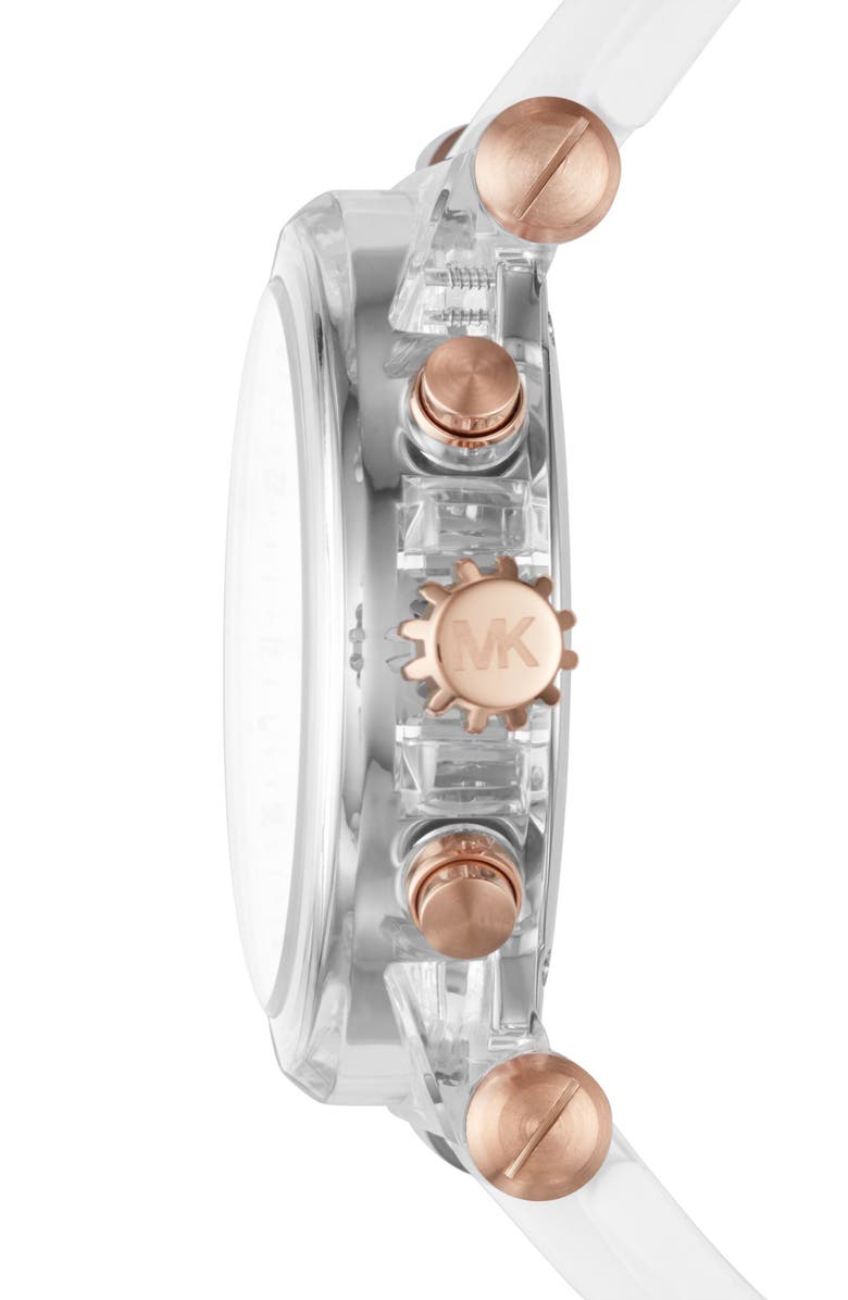 Michael Kors 'Dylan' Chronograph Silicone Strap Watch, 48mm, Alternate, color, 