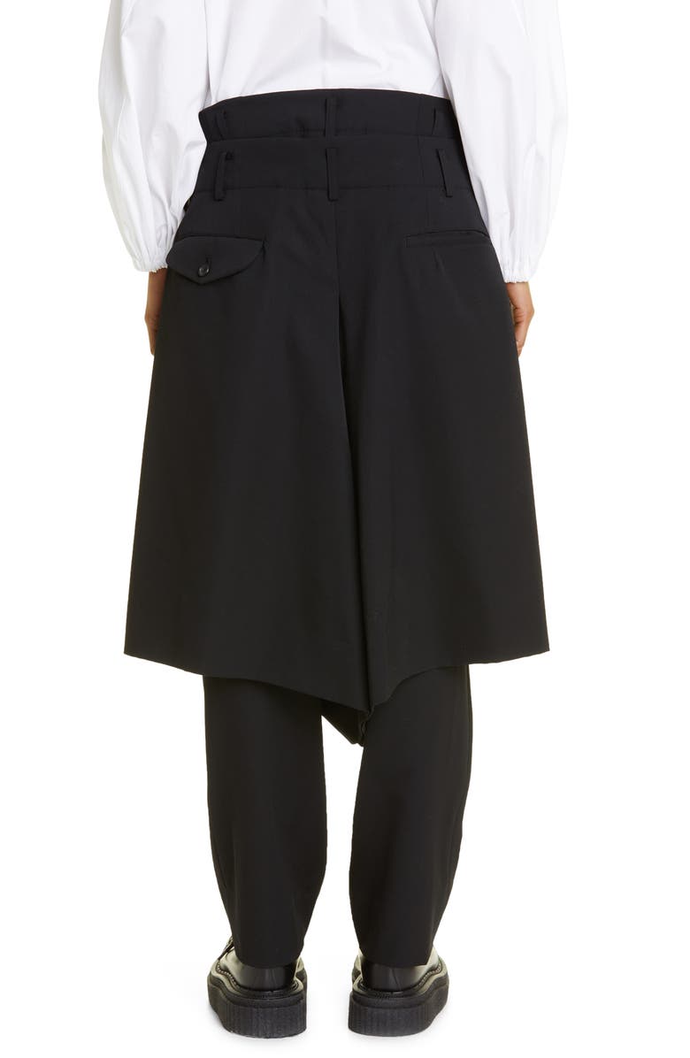 Comme des Garçons Skirted Wool Gabardine Trousers, Alternate, color,