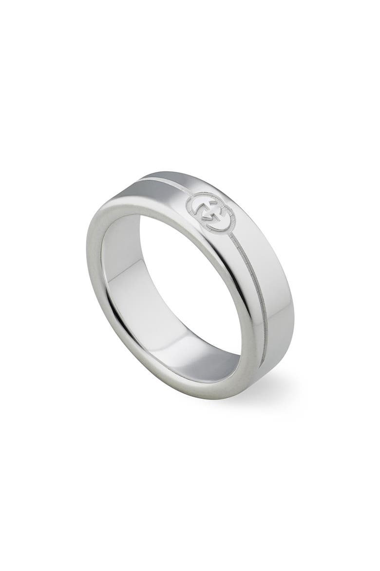 Interlocking-G Tag Sterling Silver Ring, Main, color, SILVER