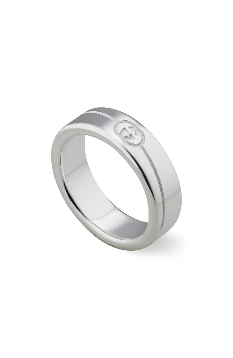 Gucci Interlocking-G Tag Sterling Silver Ring, Main, color, Silver