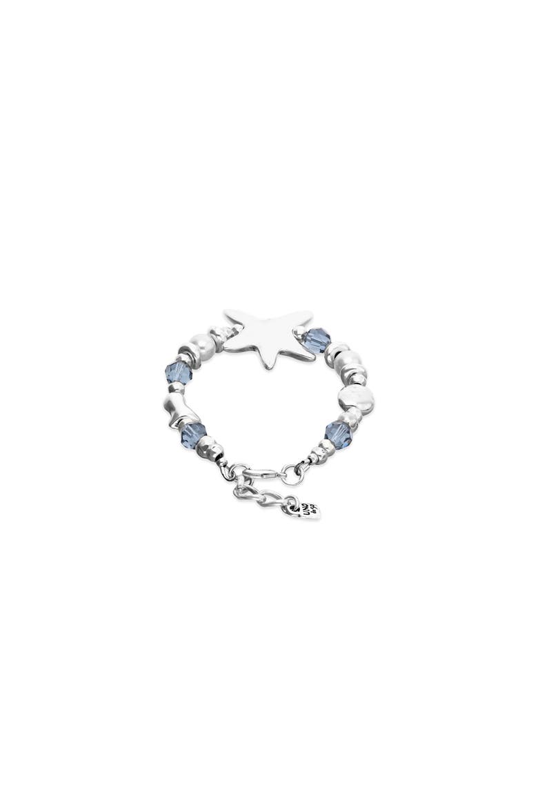 Silver-Tone Bracelet with Blue Faceted Crystals and Star, Alternate, color, Silver