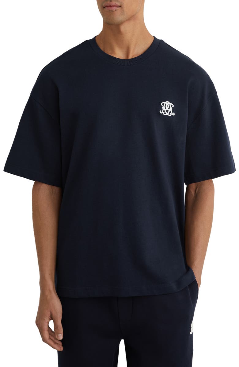 Reiss Rainer Cotton Graphic T-Shirt, Main, color, Navy