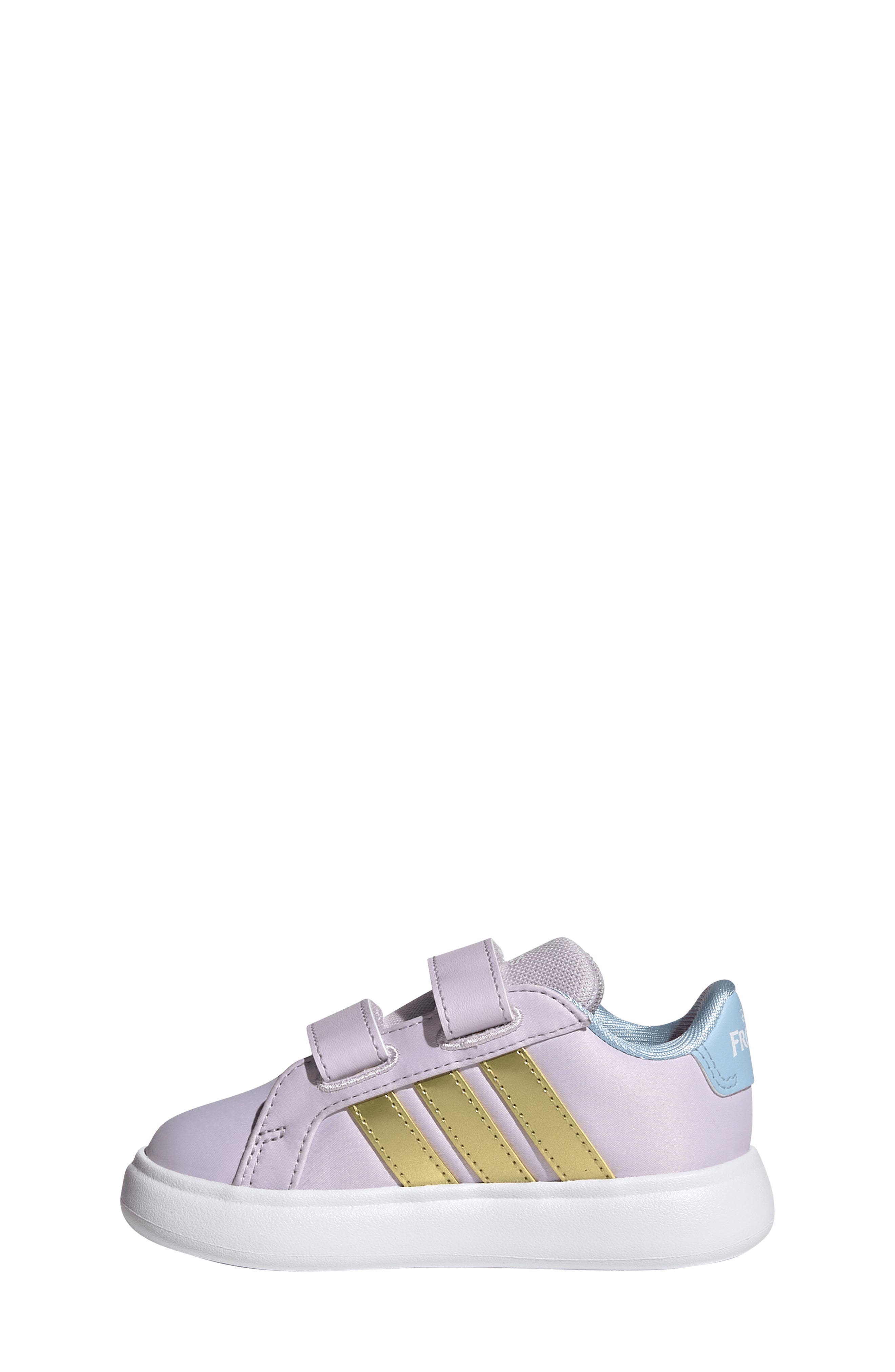 adidas x Disney<sup>®</sup> Kids' Grand Court Elsa Sneaker, Alternate, color, Lavender/ Gold/ Blue