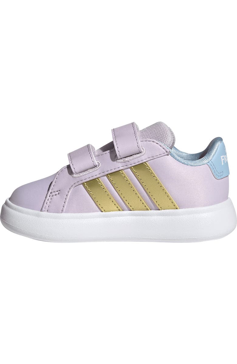 adidas x Disney<sup>®</sup> Kids' Grand Court Elsa Sneaker, Alternate, color, Lavender/ Gold/ Blue
