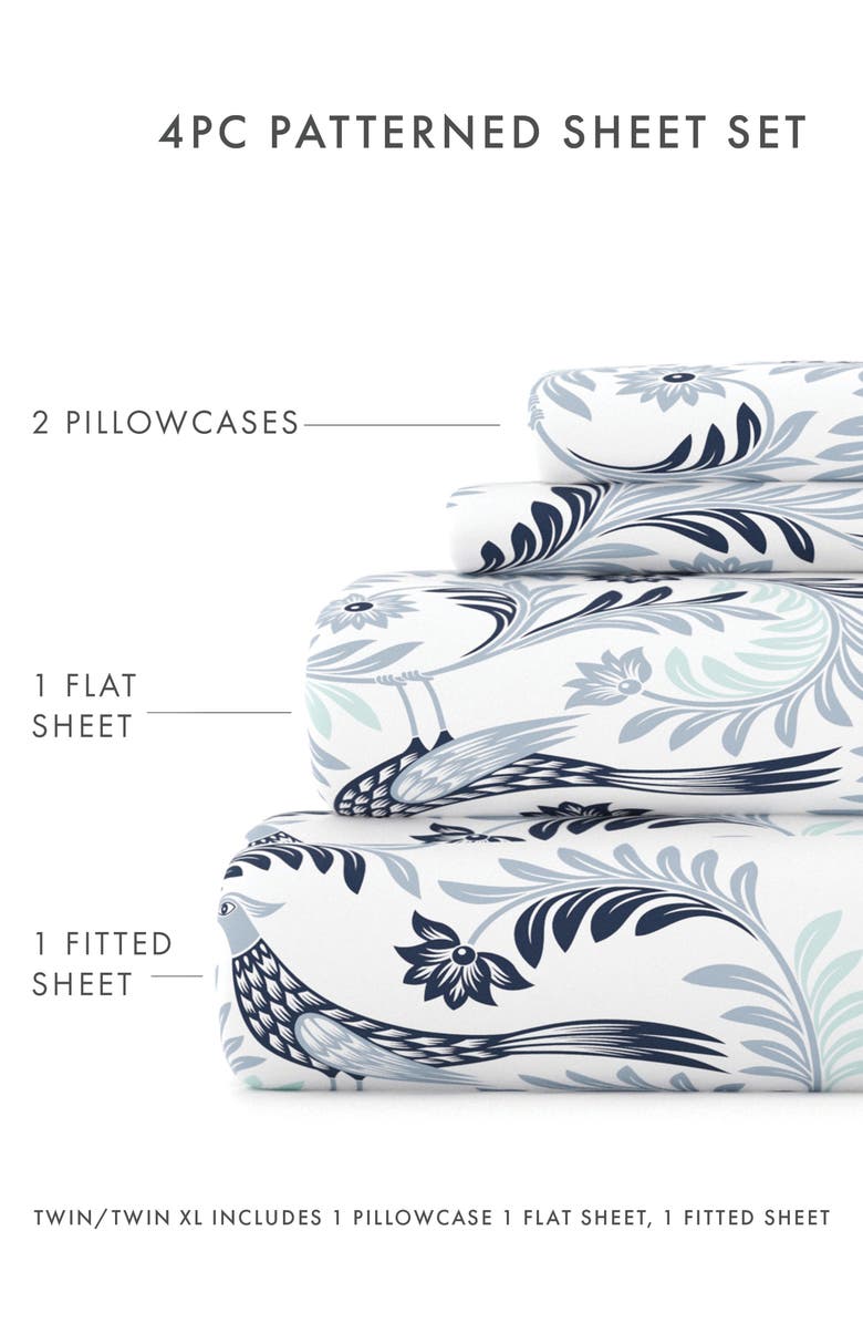 HOMESPUN HOME SPUN Premium Ultra Soft Garden Estate Pattern 4-Piece Bed Sheet Set, Alternate, color, Navy