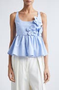 Stine Goya 3D Flower Sleeveless Organic Cotton Peplum Top