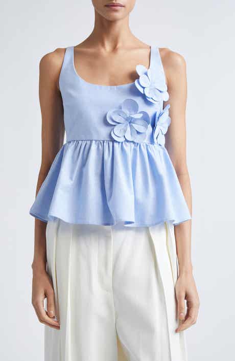 Stine Goya 3D Flower Sleeveless Organic Cotton Peplum Top