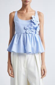 Stine Goya 3D Flower Sleeveless Organic Cotton Peplum Top