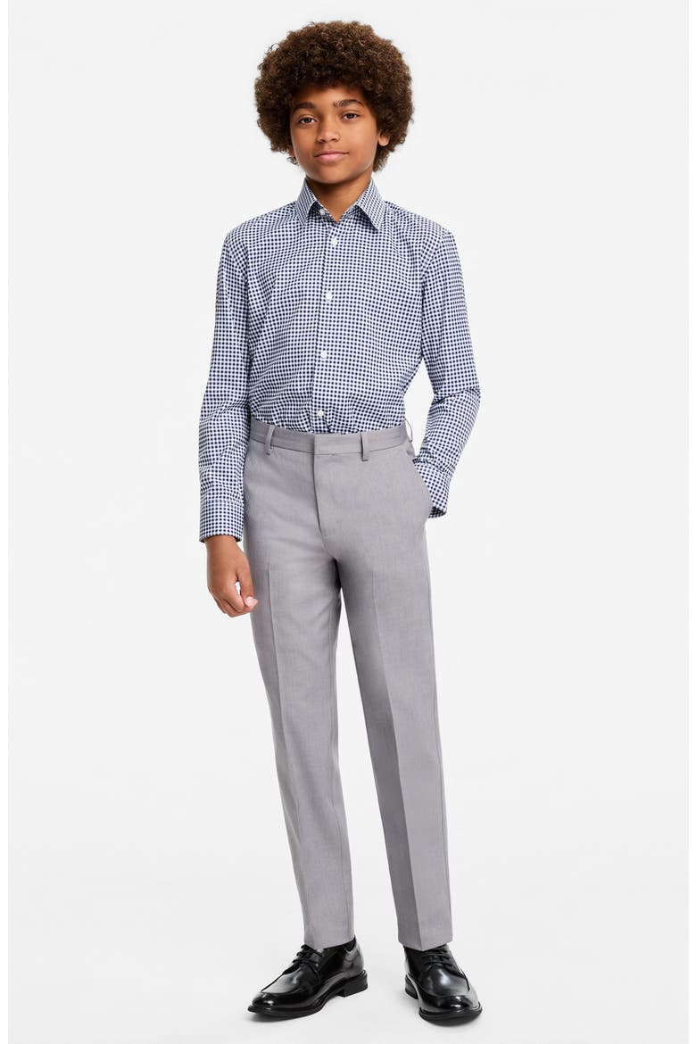 Kids' Check Dress Shirt, Alternate, color, WHITE/ NAVY