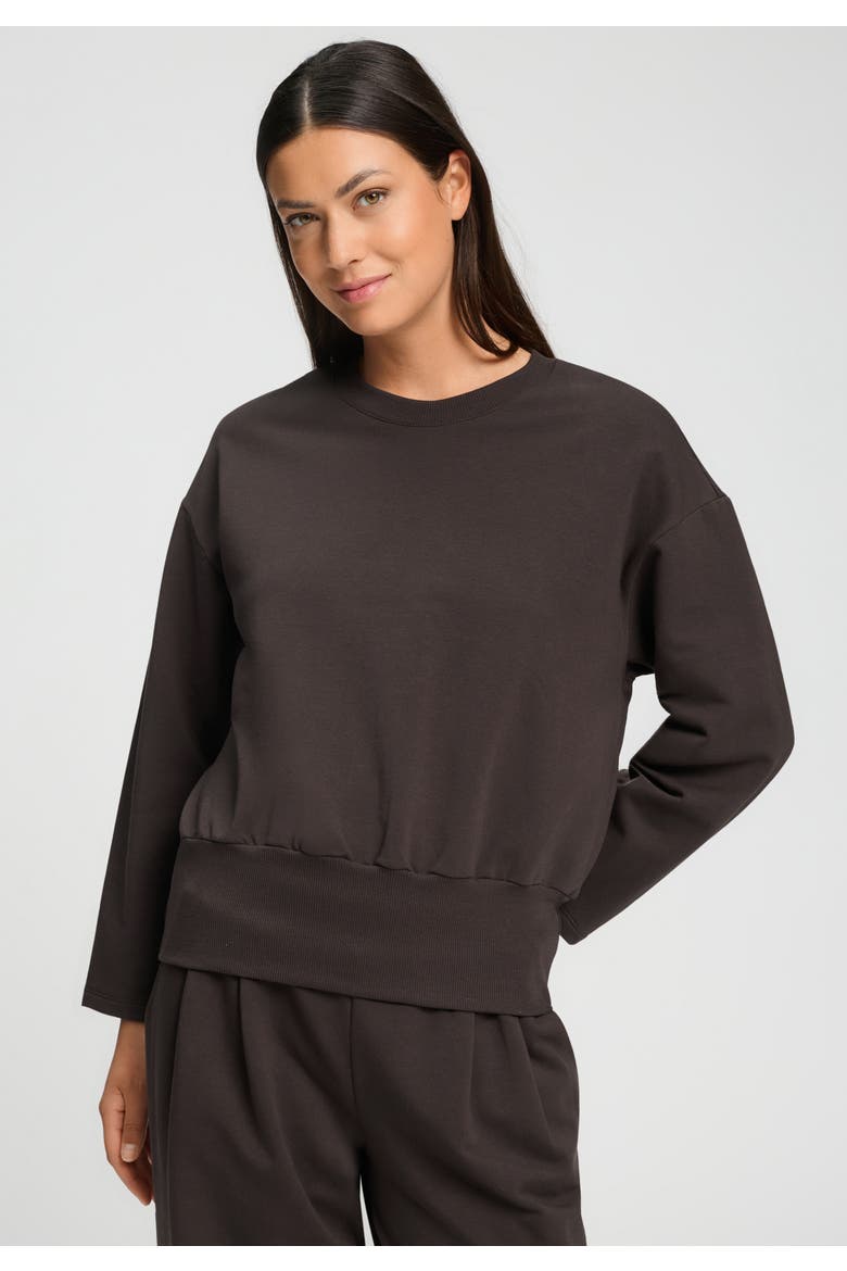 Natural Living Cotton Blend French Terry Sweatshirt, Alternate, color, Dark Mocha
