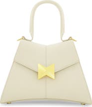 Mac Duggal Gold Hardware Detail Angular Top Handle Small Leather Handbag