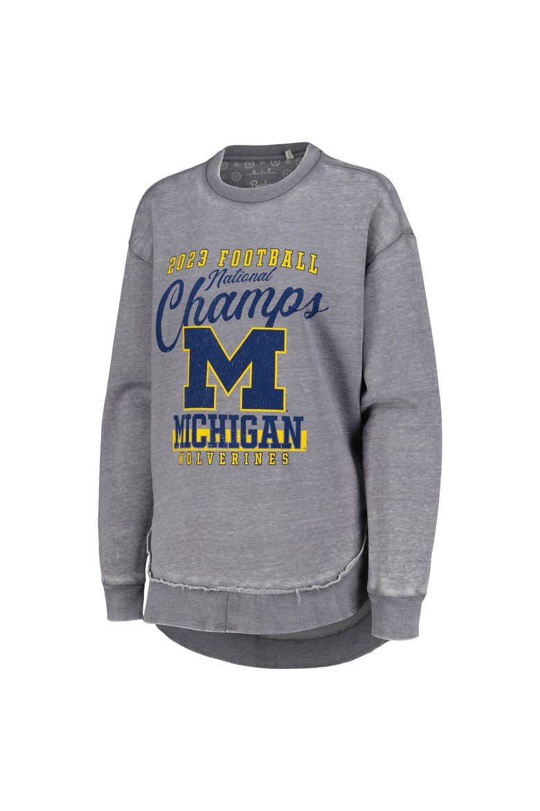 Women's Pressbox  Gray Michigan Wolverines College Football Playoff 2023 National Champions Poncho Pullover Sweatshirt, Alternate, color, Gray