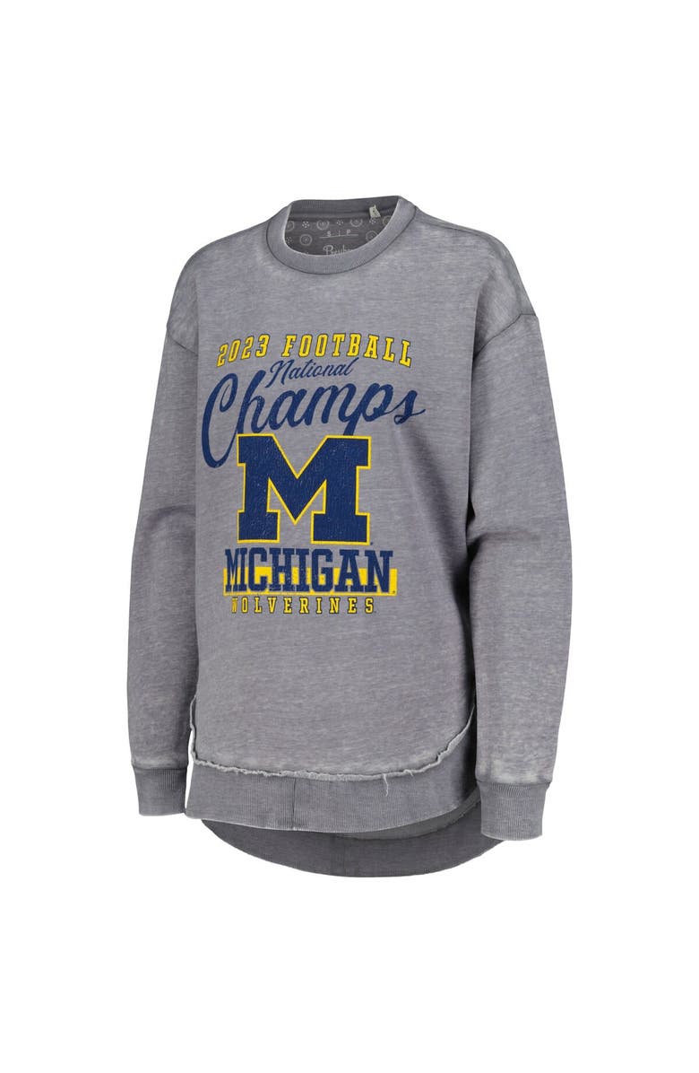 PRESSBOX Women's Pressbox  Gray Michigan Wolverines College Football Playoff 2023 National Champions Poncho Pullover Sweatshirt, Alternate, color, 