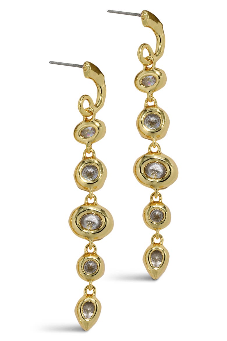 Asterales Cubic Zirconia Linked Hoop Drop Earrings, Alternate, color, STONES