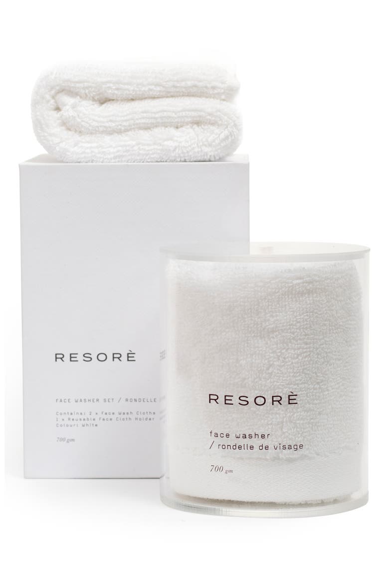 Resorè Set of 2 Washcloths, Alternate, color, WHITE