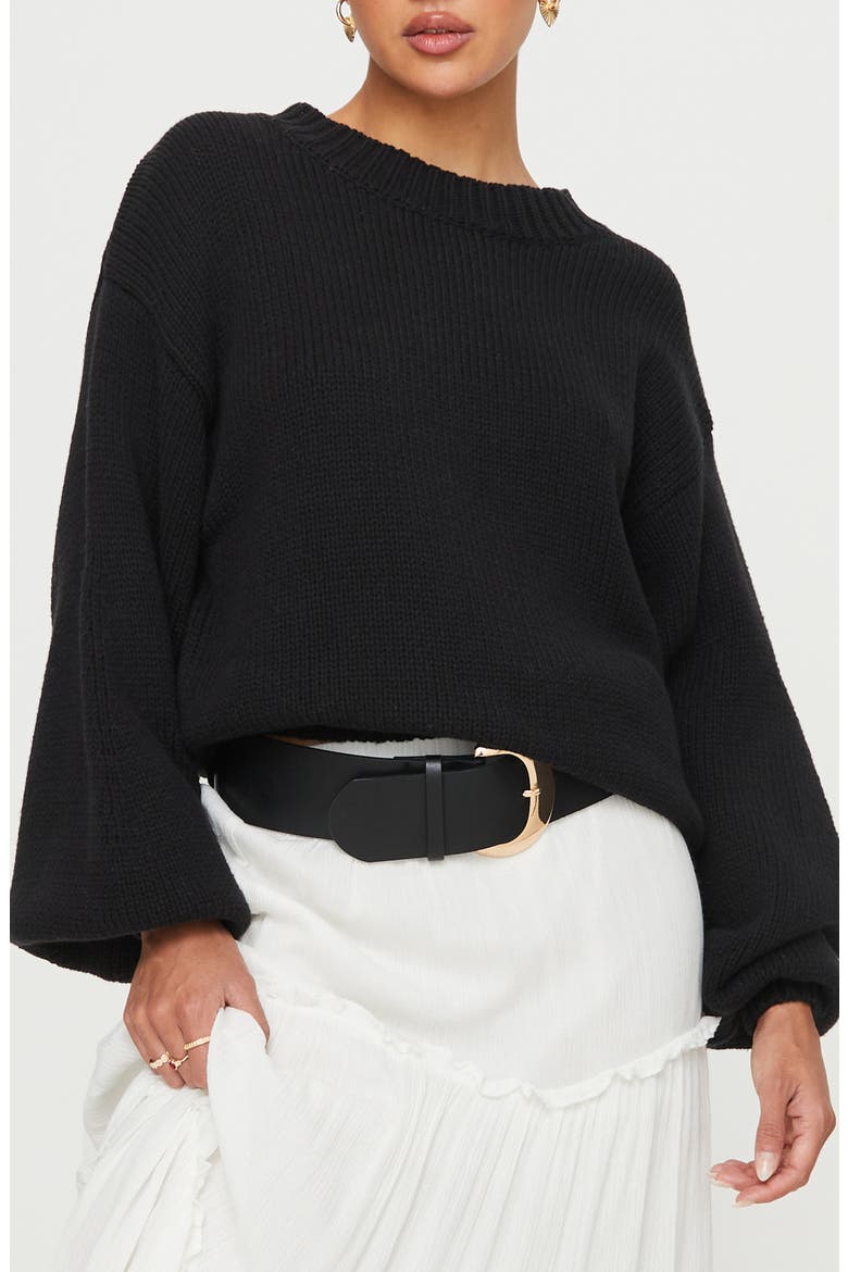 Harmony Balloon Sleeve Sweater, Main, color, BLACK