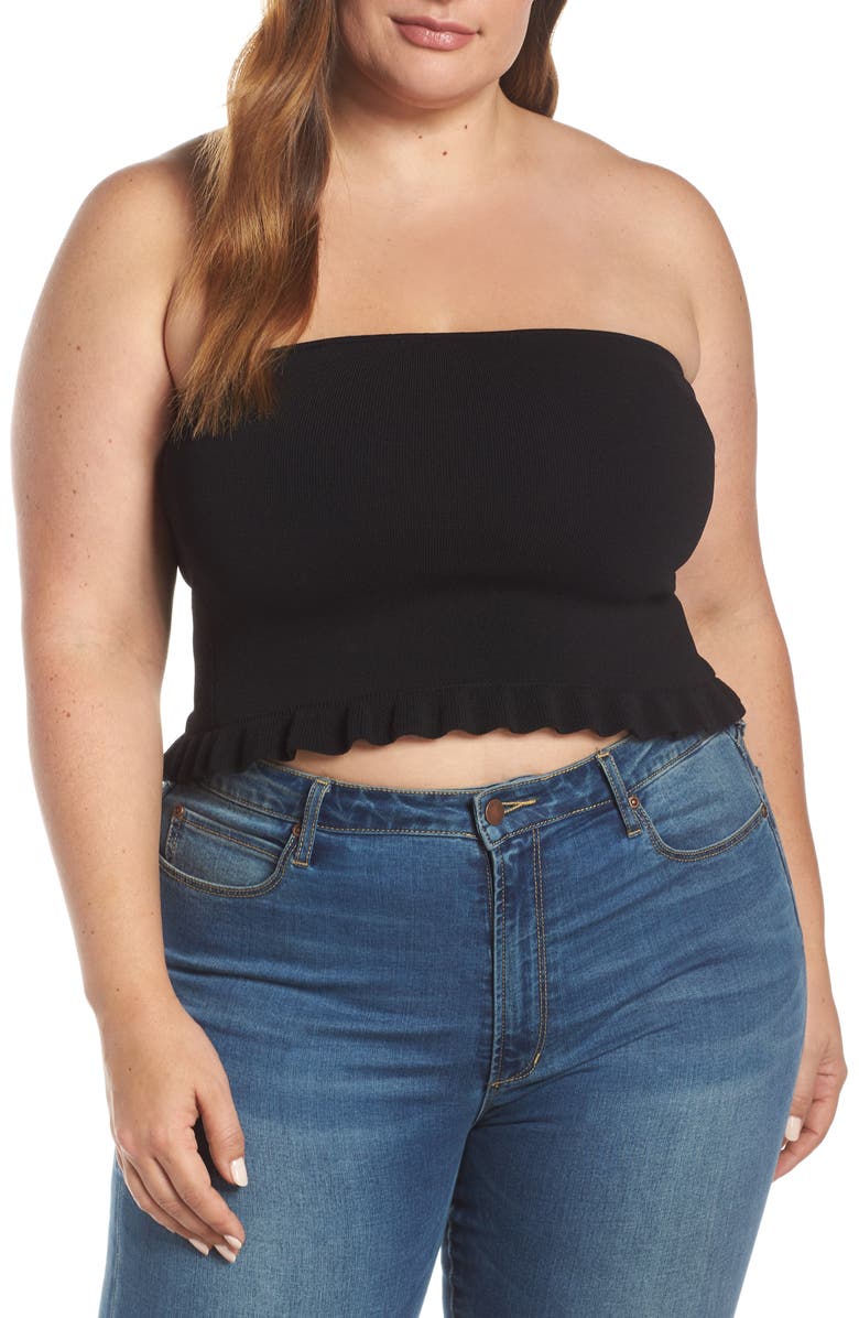 Leith Ruffle Tube Top Sweater, Alternate, color,