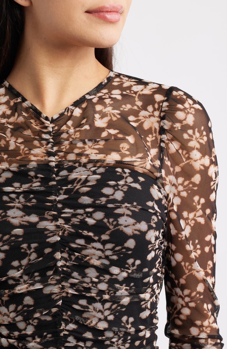 Parker The Willow Floral Long Sleeve Mesh Maxi Dress, Alternate, color, Rich Black