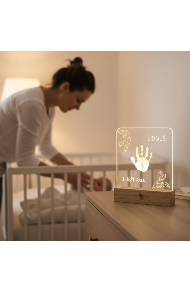 Petit Artichaut Illuminated Frame | Light-Up Handprint Keepsake with Name & Date | Newborn Gift, Alternate, color, Beige